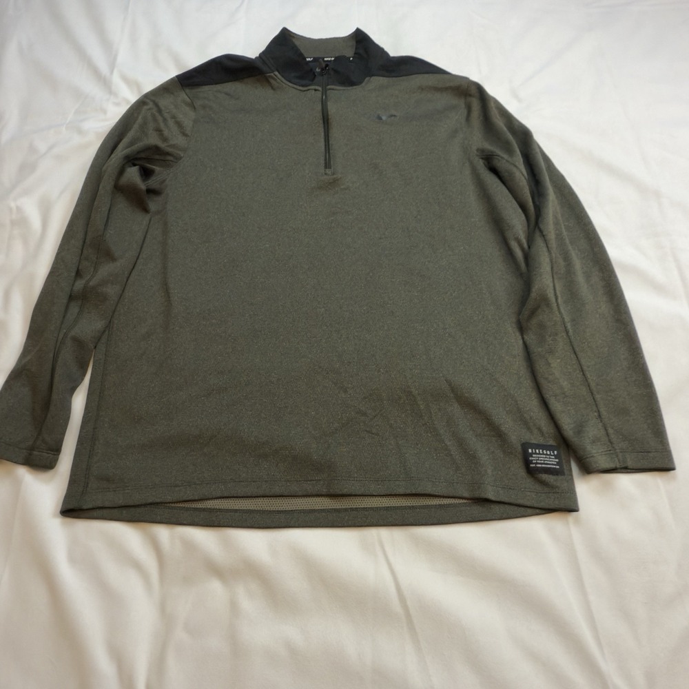 Nike Golf Dri-Fit 1/4 Zip Pullover Size Large Green And Black